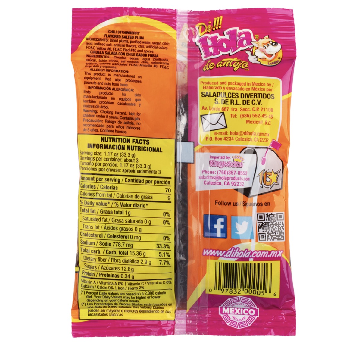 Hola Saladitos Chilli Strawberry Flavored Salted Plum 10 bags