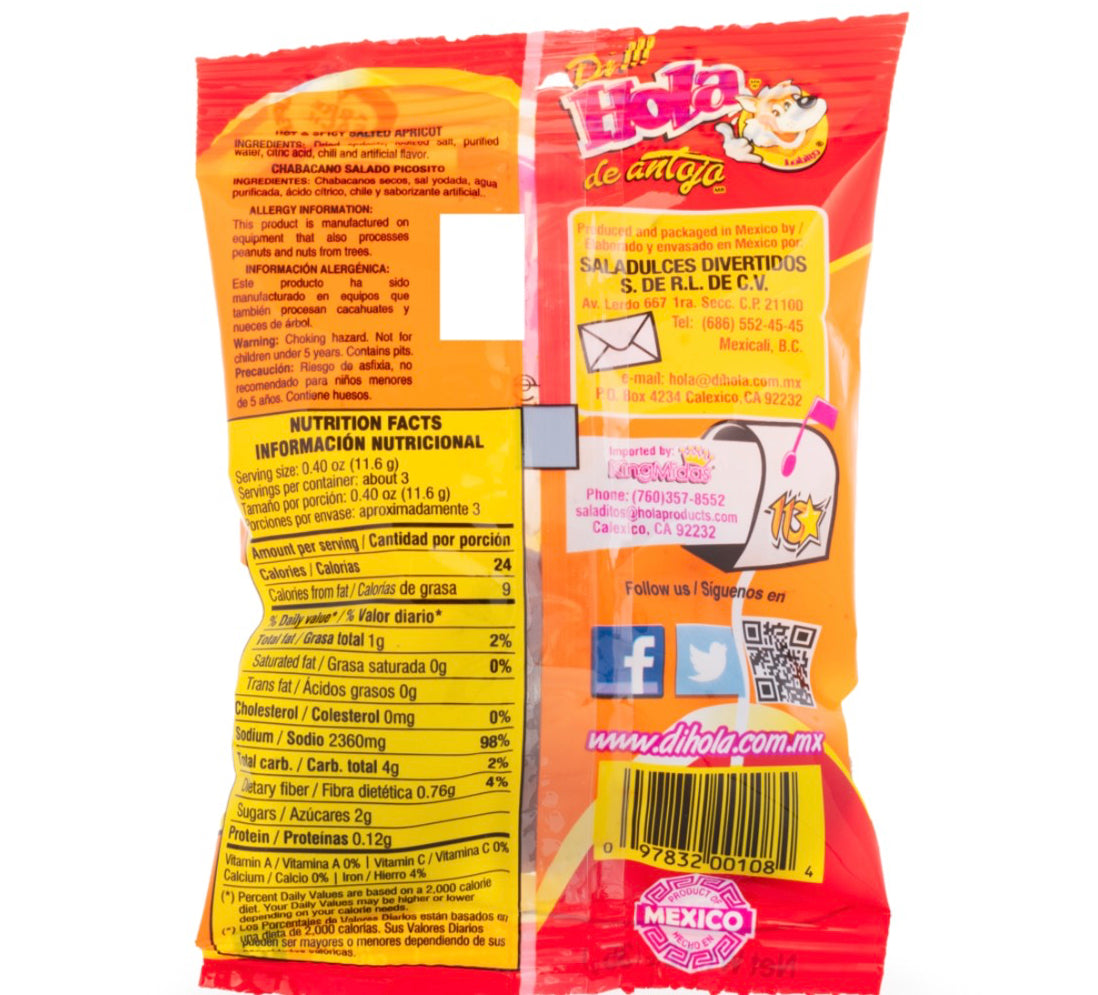 Hola Saladitos Hot & Spicy Salted Apricot 10 bags