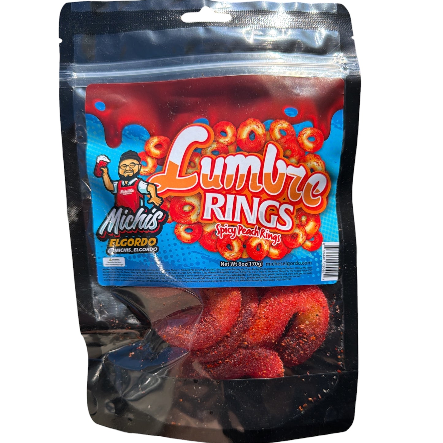 Michis El Gordo Spicy Peach Rings 6 oz