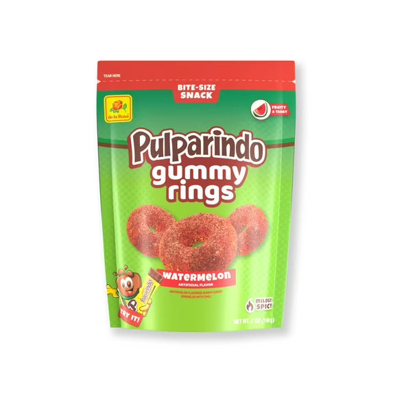 Pulparindo Gummy Rings - Watermelon, Mango, and Tamarind Flavor - 9 oz bags
