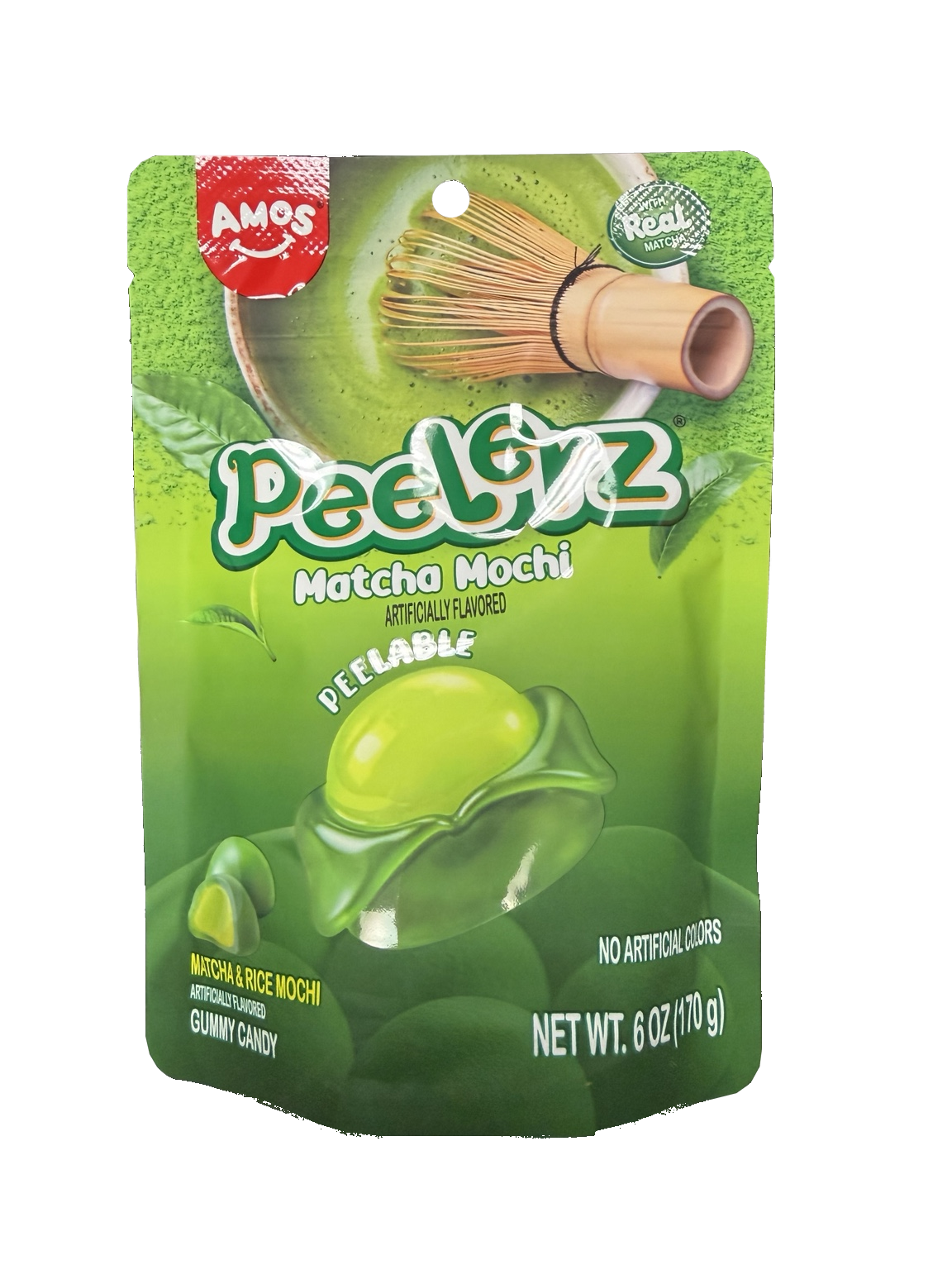 AMOS Peelerz Matcha Mochi 6 oz front on white background