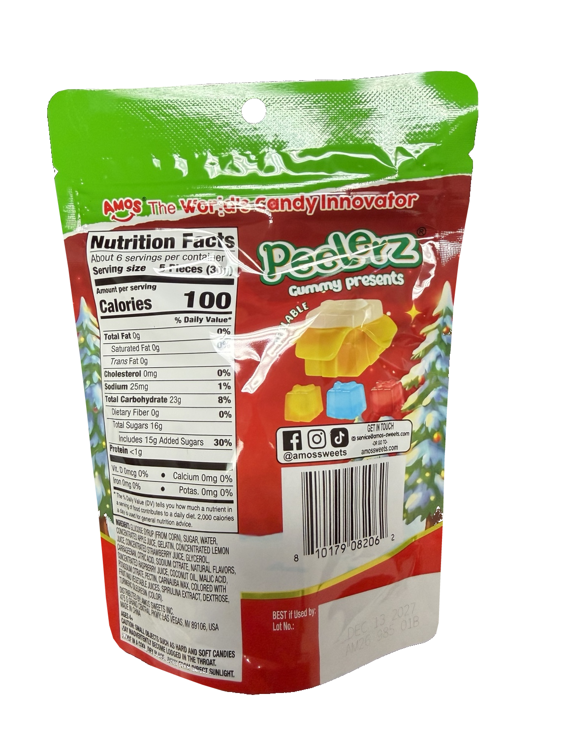 AMOS Peelerz Presents back label on white background, original package text preserved
