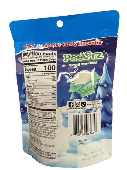 AMOS Peelerz Snowflakes 6 oz original back label on white background